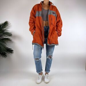 Vintage Y2K Indie Grunge Orange & Gray Oversized Cargo Jacket Coat / Size: Large